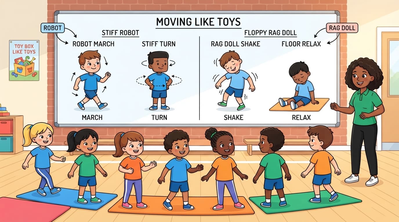 Demonstration of the four toy character movements...