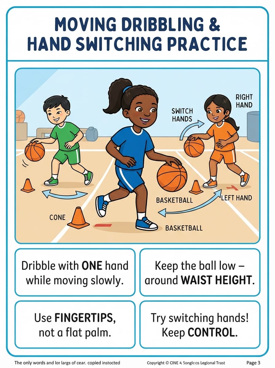 Dribbling and Ball Control: Moving Dribbling and Hand Switching Practice Card