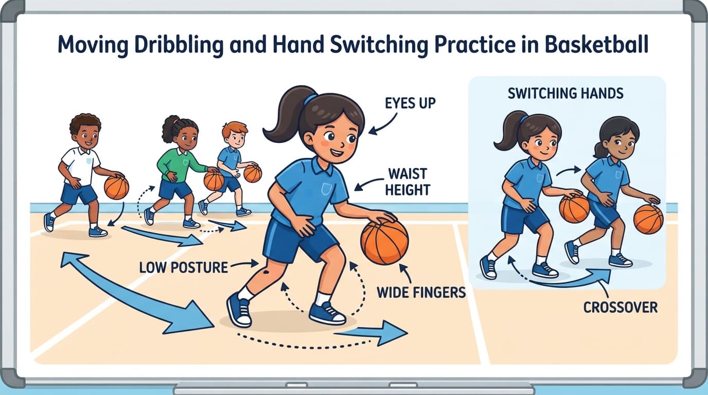 Dribbling and Ball Control: Moving Dribbling and Hand Switching Practice Technique