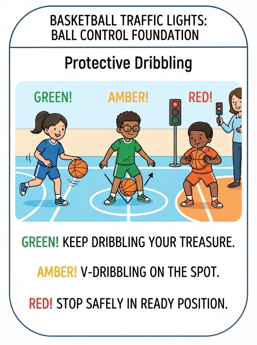 Protective Dribbling: Basketball Traffic Lights - Ball Control Foundation Card