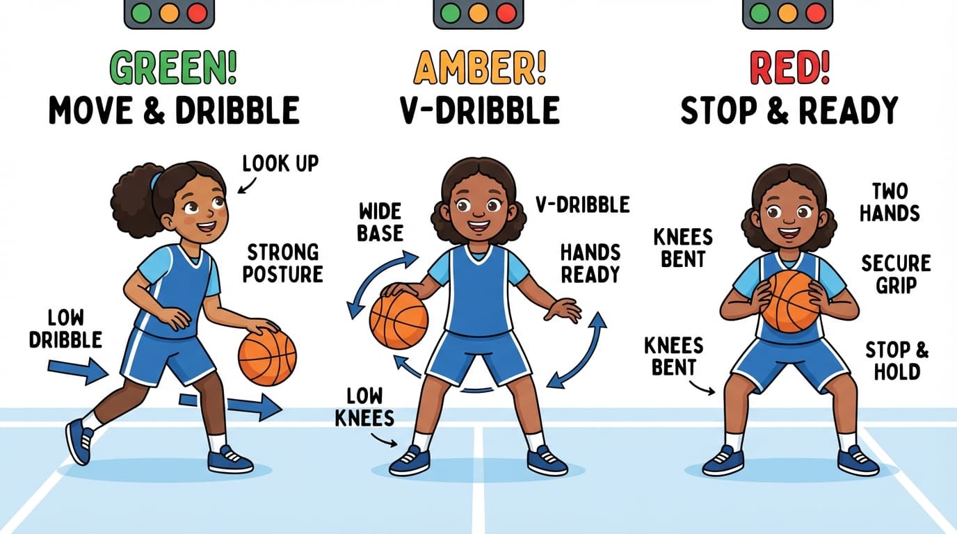 Protective Dribbling: Basketball Traffic Lights - Ball Control Foundation Technique