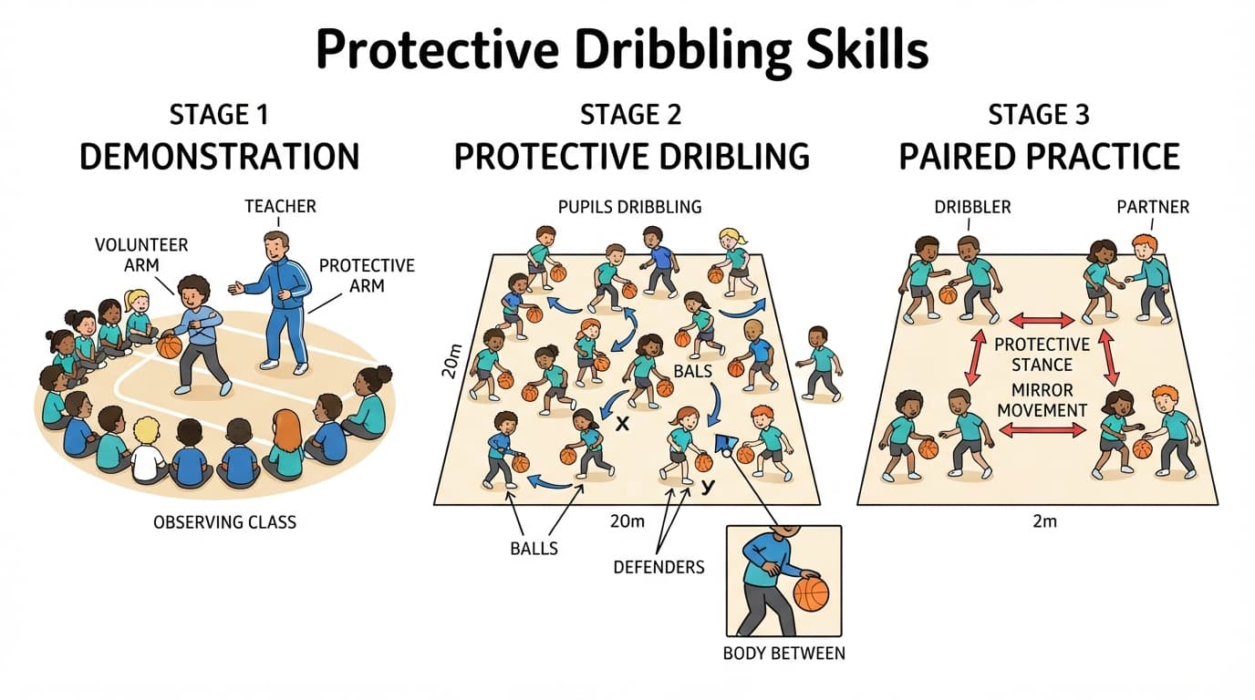 Protective Dribbling: Protective Dribbling Skills Diagram
